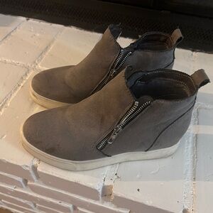 Gray Zip-Up Ankle Boots
